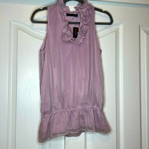 NWT - Forenza - Blouse Women Small Pink Ruffle V-Neck Sleeveless Casual